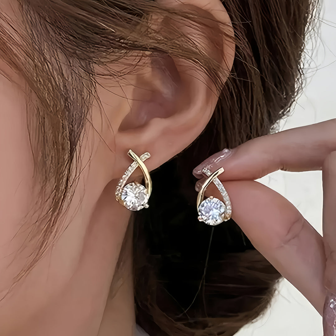 Crossover Crystal Stud Earrings