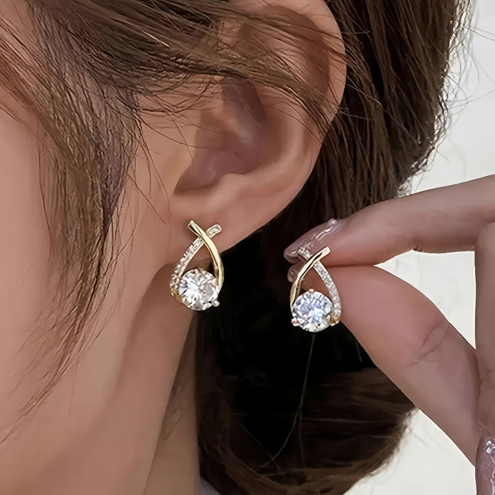 Crossover Crystal Stud Earrings