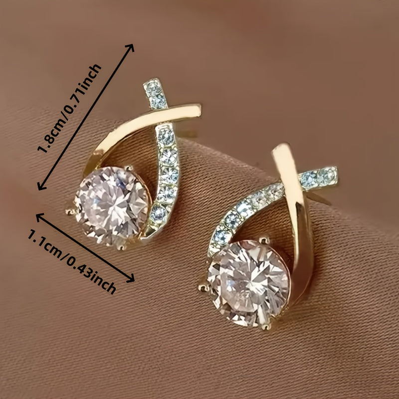 Crossover Crystal Stud Earrings