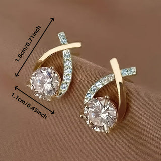 Crossover Crystal Stud Earrings