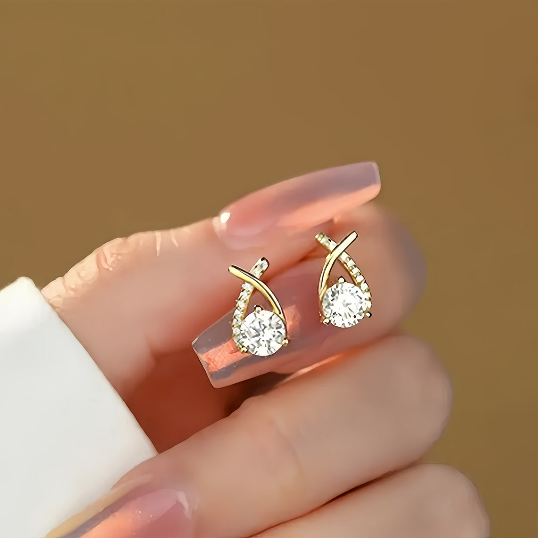 Crossover Crystal Stud Earrings