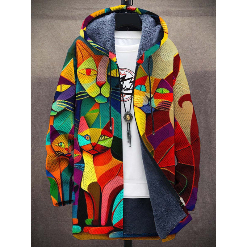 Cubist Cats Hooded Cardigan