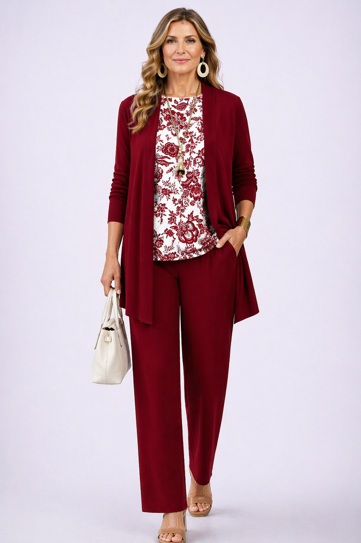 Denise | Red Floral Three-Piece Set