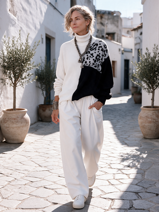 Dolores | Leopard-Panel Turtleneck Sweater
