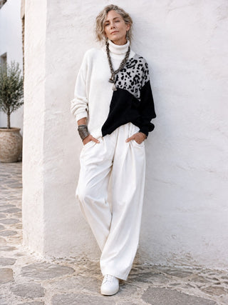 Dolores | Leopard-Panel Turtleneck Sweater