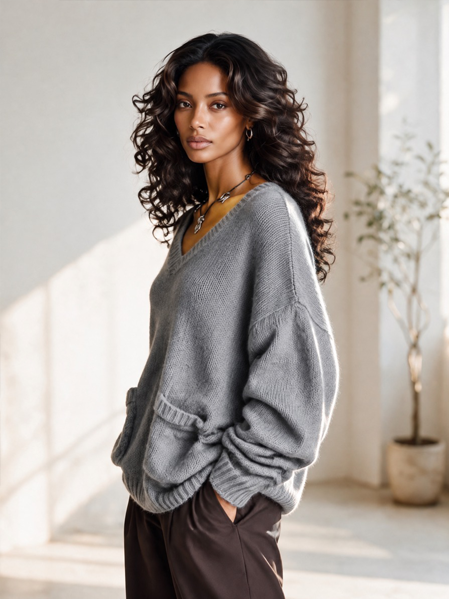 Doris | Pocket V-Neck Sweater