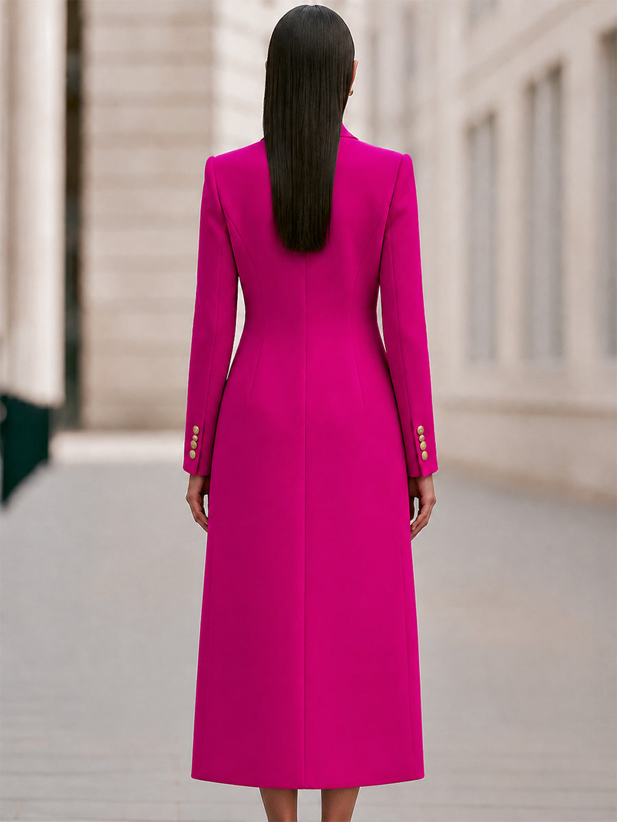 Double-Breasted Coat & Knit Dress Set