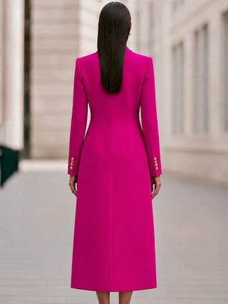 Double-Breasted Coat & Knit Dress Set