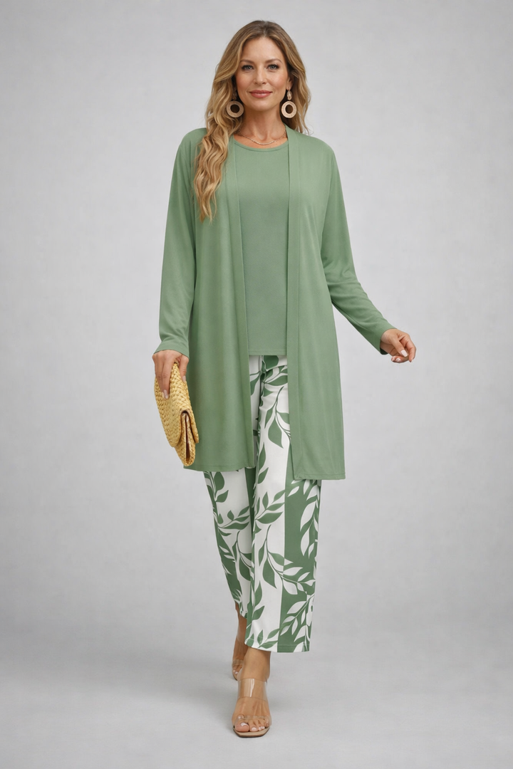 Eirwen | Sage Leaf-Trouser Three-Piece Set