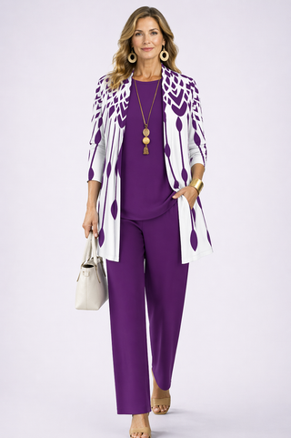 Ingrid | Purple Geometric Three-Piece Set