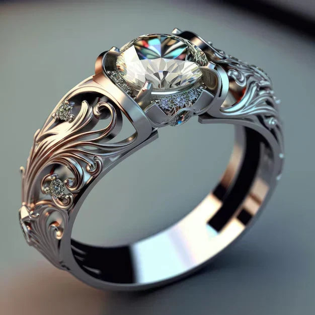 Engraved Crystal Statement Ring