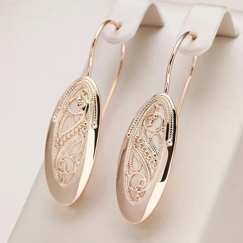 Engraved Oval Drop Earrings
