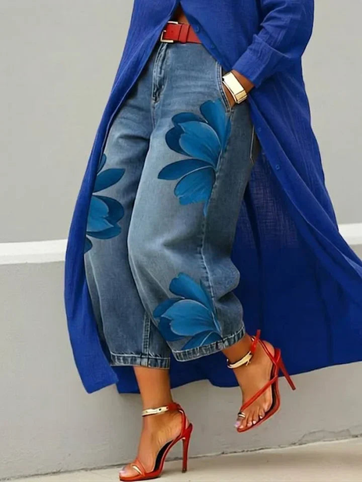 Esley | Long Shirt & Printed Jeans Set