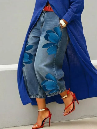 Esley | Long Shirt & Printed Jeans Set