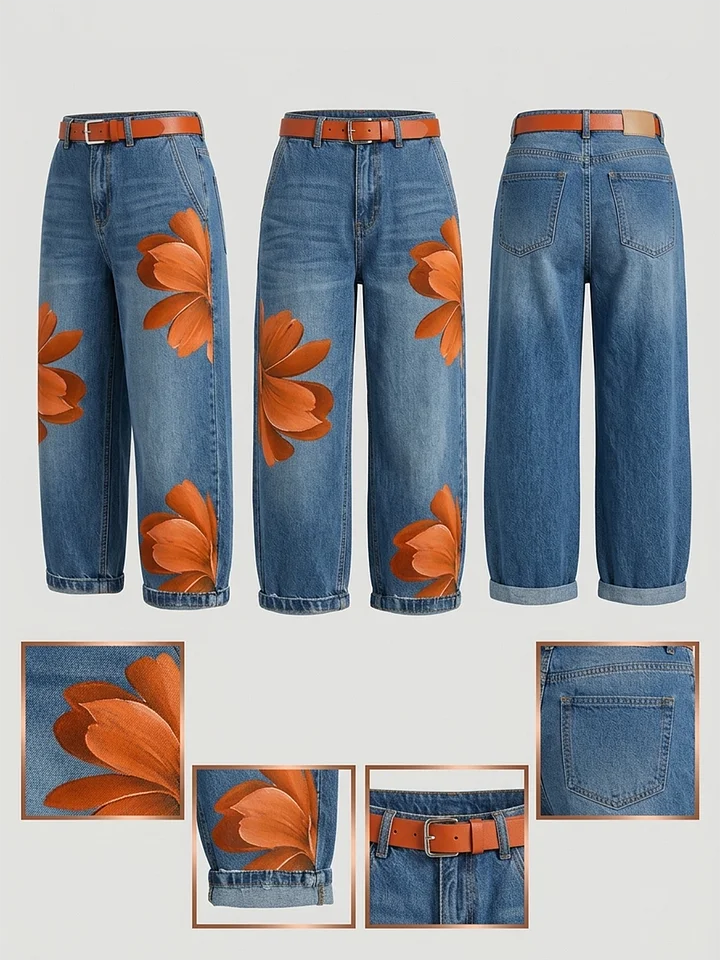 Esley | Long Shirt & Printed Jeans Set