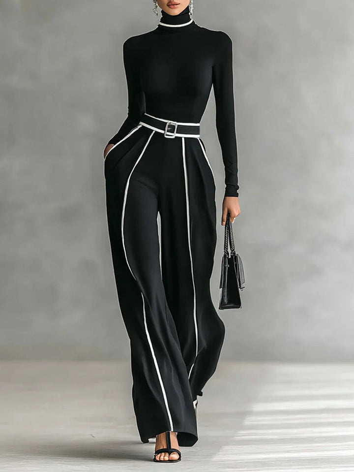 Eugénie | Piped Top & Wide-Leg Trouser Set