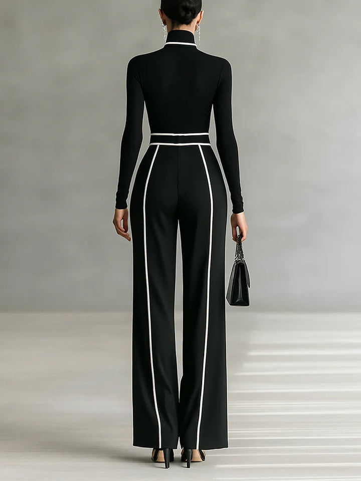 Eugénie | Piped Top & Wide-Leg Trouser Set