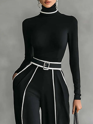 Eugénie | Piped Top & Wide-Leg Trouser Set