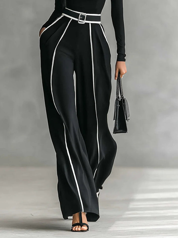Eugénie | Piped Top & Wide-Leg Trouser Set