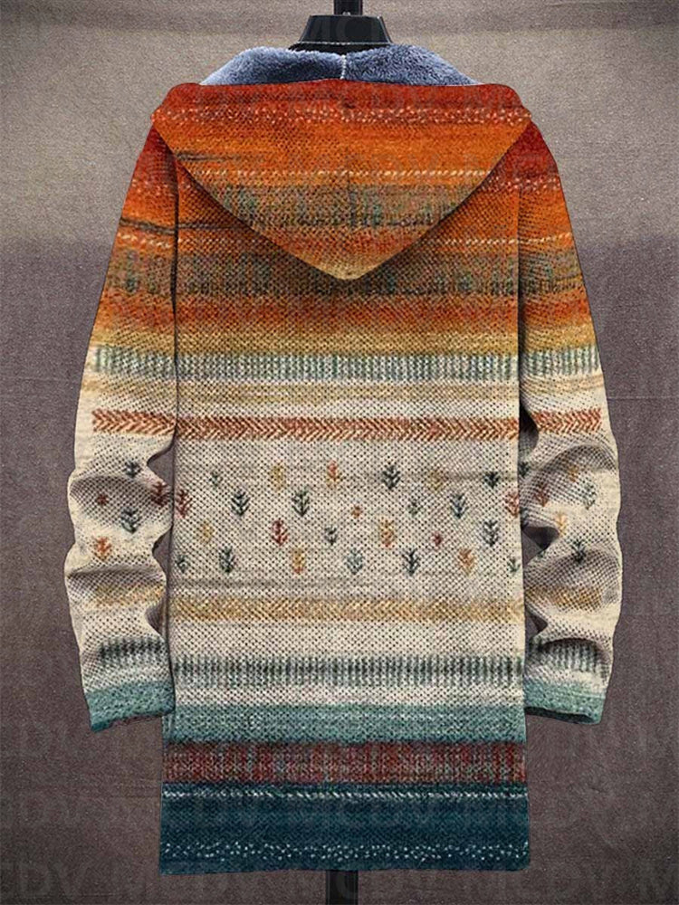 Fair Isle Stripe Hooded Cardigan