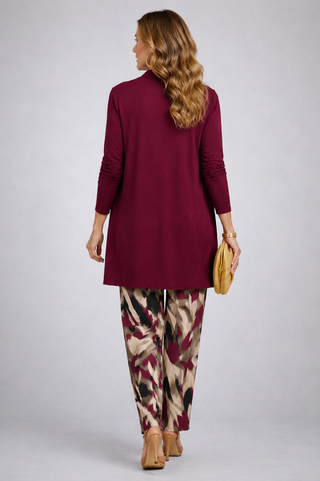 Fiamma | Burgundy Print-Trouser Three-Piece Set