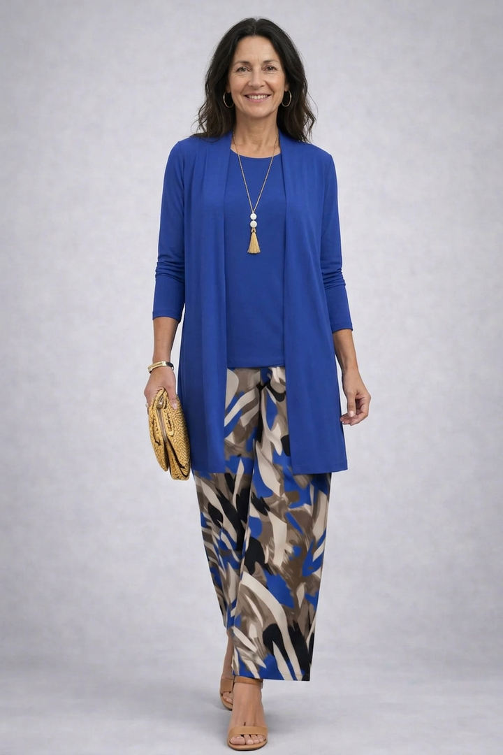 Fleurette | Cobalt Print-Trouser Three-Piece Set