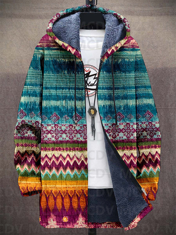 Folk Zigzag Hooded Cardigan