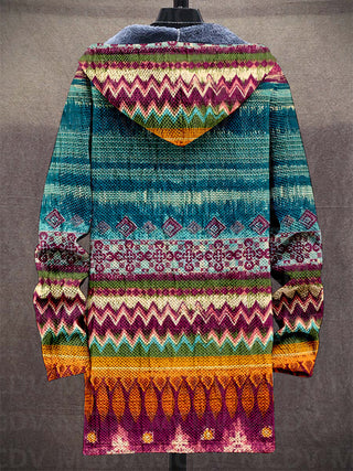 Folk Zigzag Hooded Cardigan