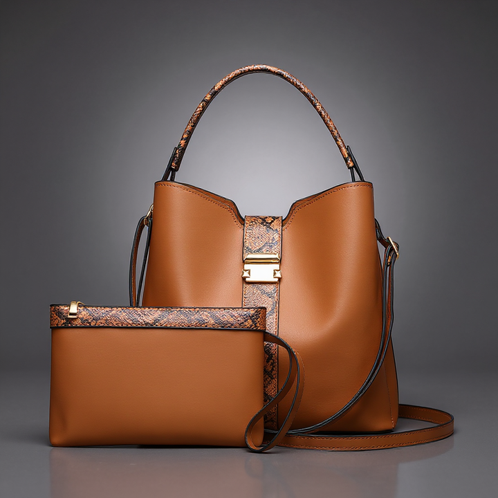 Selene Snake-Embossed Shoulder Bag