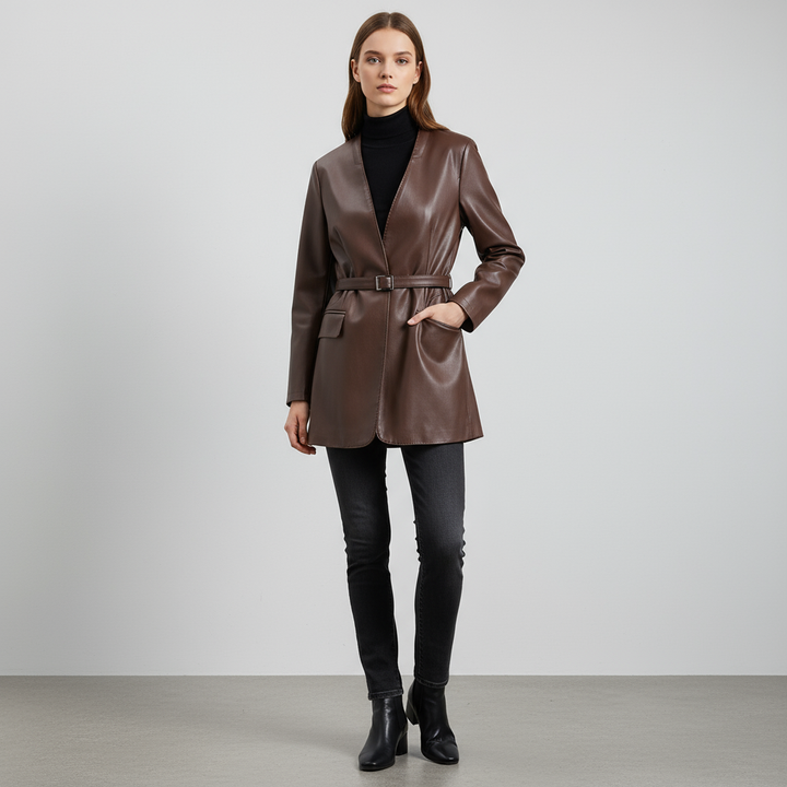 Harper Tailored Leather Wrap Blazer