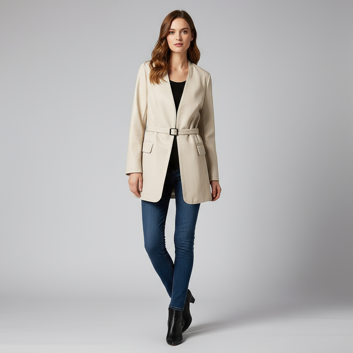 Harper Tailored Leather Wrap Blazer