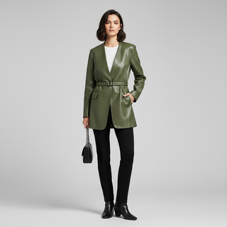 Harper Tailored Leather Wrap Blazer