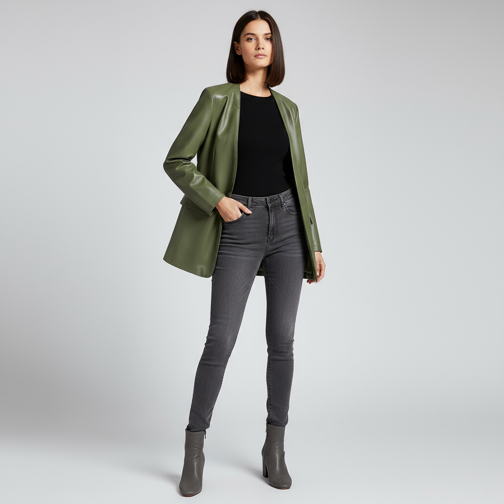 Harper Tailored Leather Wrap Blazer