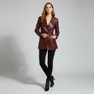 Harper Tailored Leather Wrap Blazer