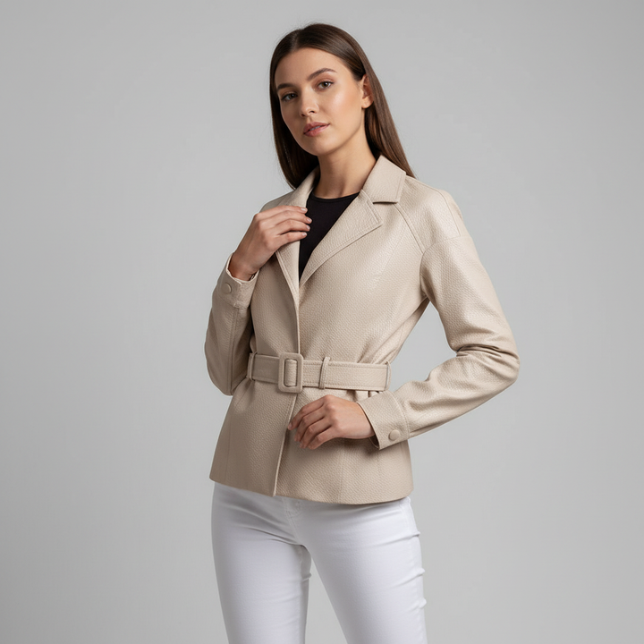 Bianca Belted Genuine Leather Jacket