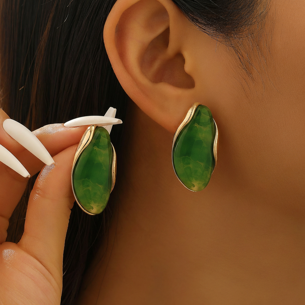 Contour Cabochon Gemstone Earrings