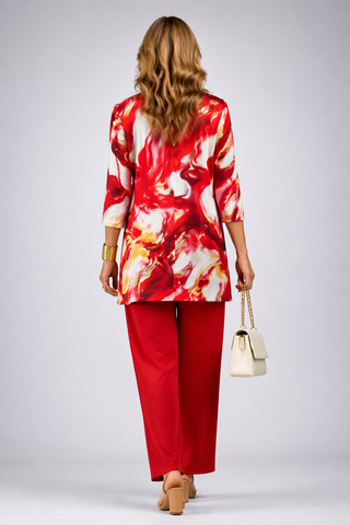 Gelsey | Red Abstract Three-Piece Set
