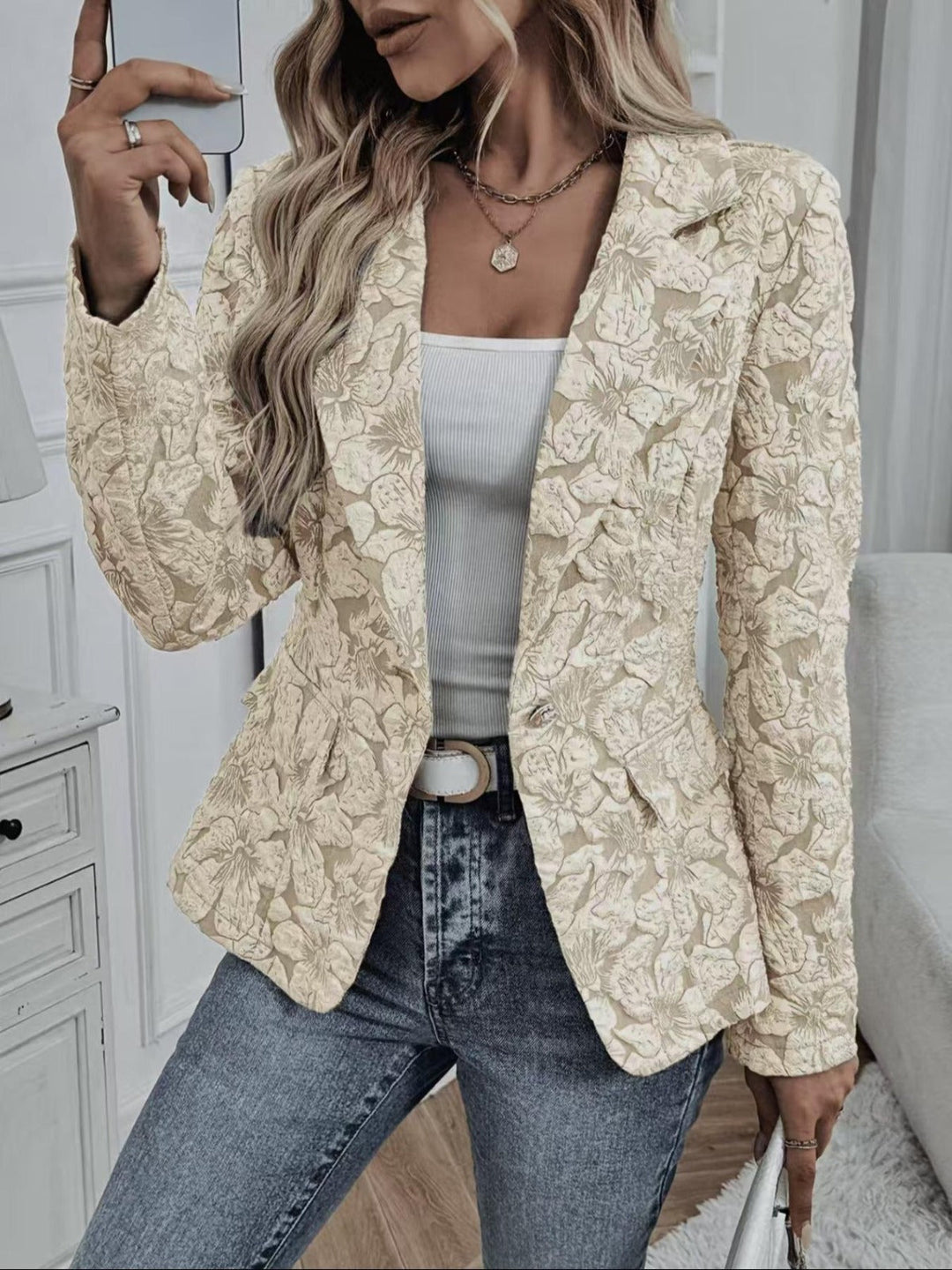 Georgina | Fitted Paisley Jacquard Blazer
