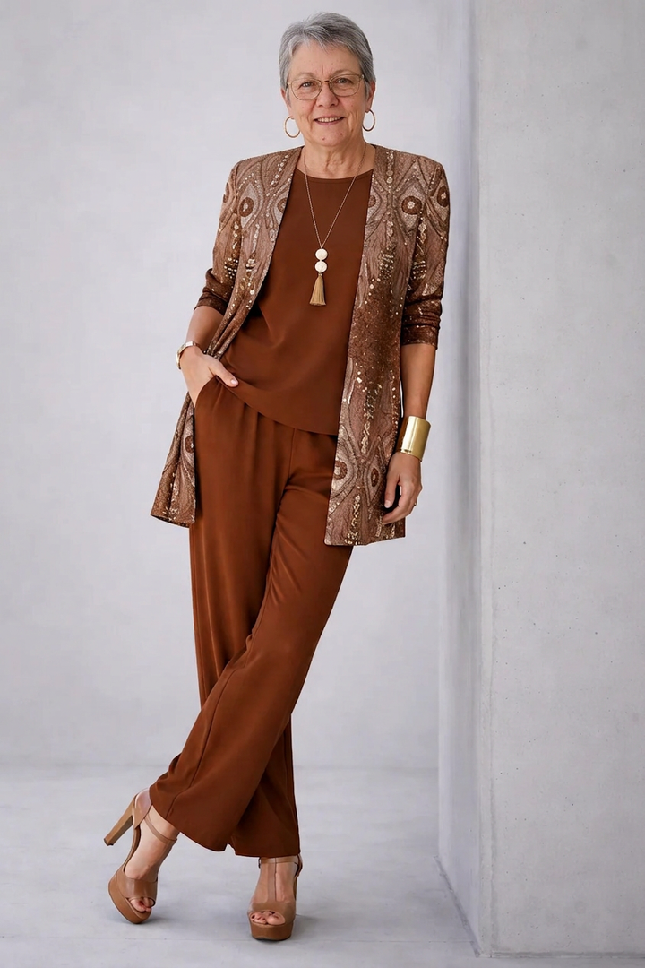 Glenna | Rust Printed Three-Piece Set