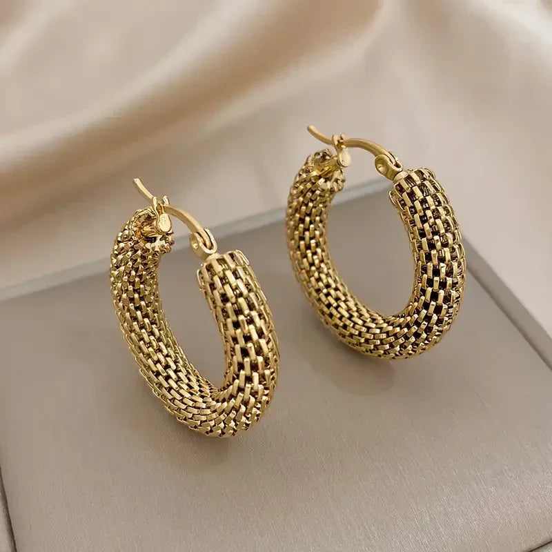 Golden Tide Mesh Hoop Earrings
