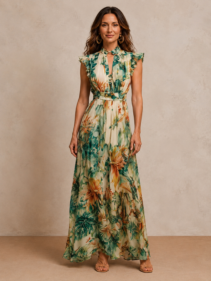 Grace | Tropical Print Chiffon Dress