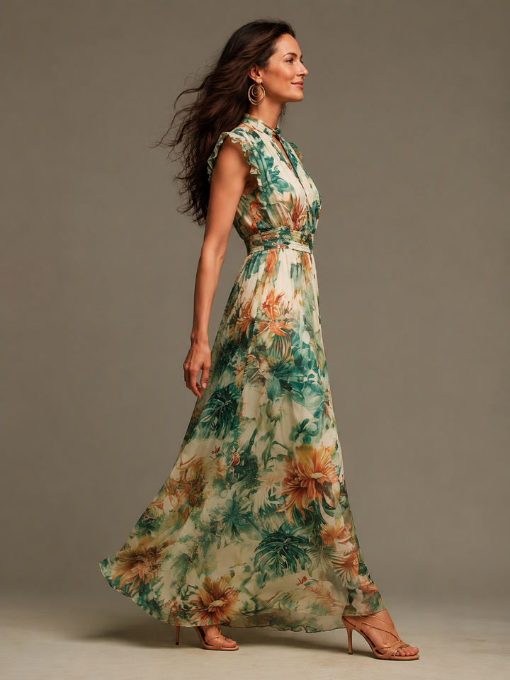 Grace | Tropical Print Chiffon Dress