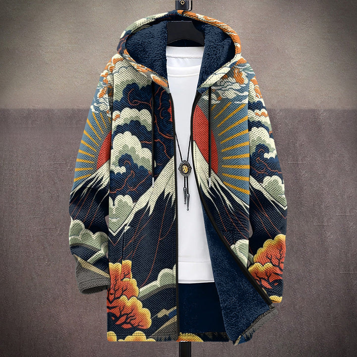 Great Wave Art Hooded Cardigan