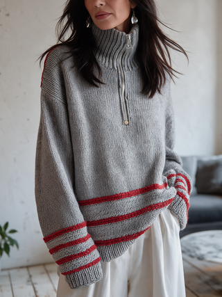 Greer | Striped Half-Zip Sweater