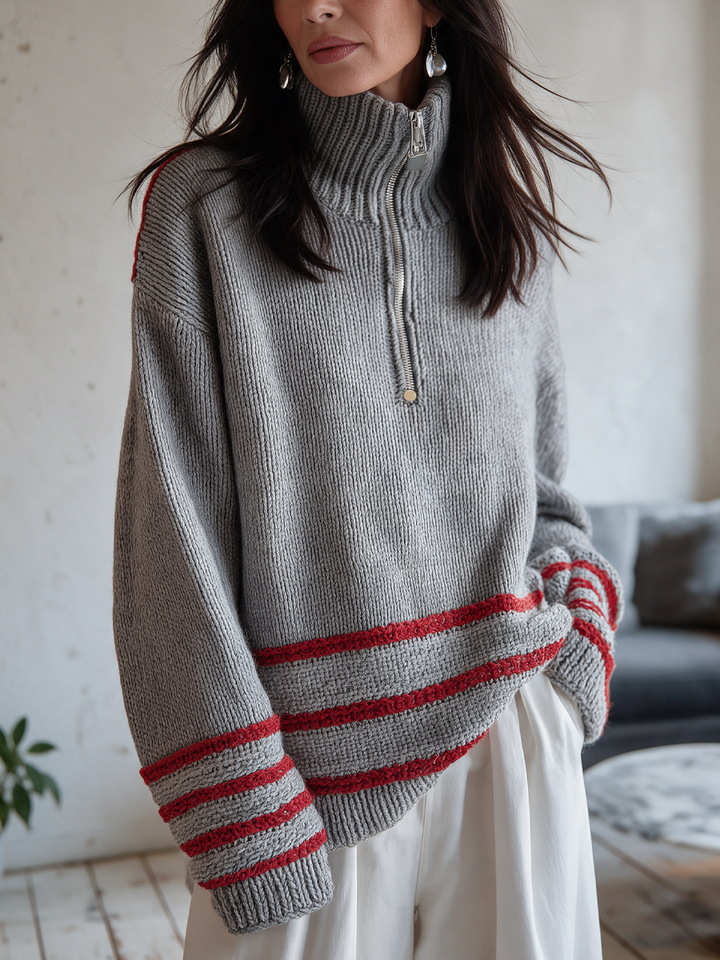 Greer | Striped Half-Zip Sweater