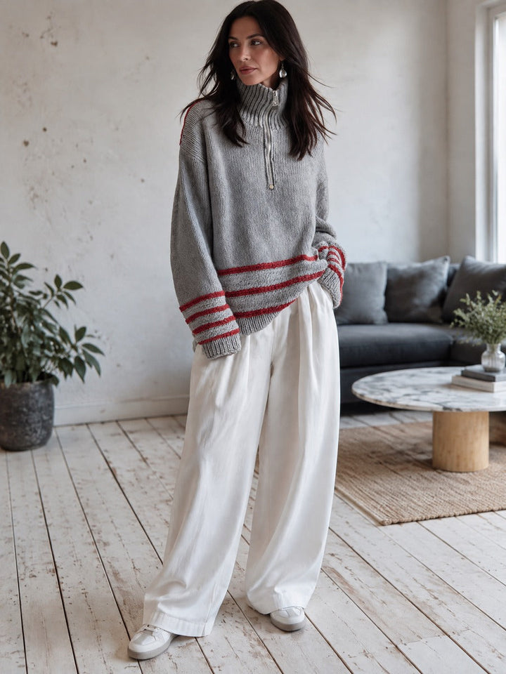 Greer | Striped Half-Zip Sweater