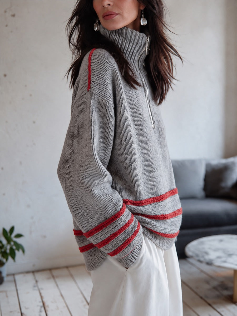 Greer | Striped Half-Zip Sweater