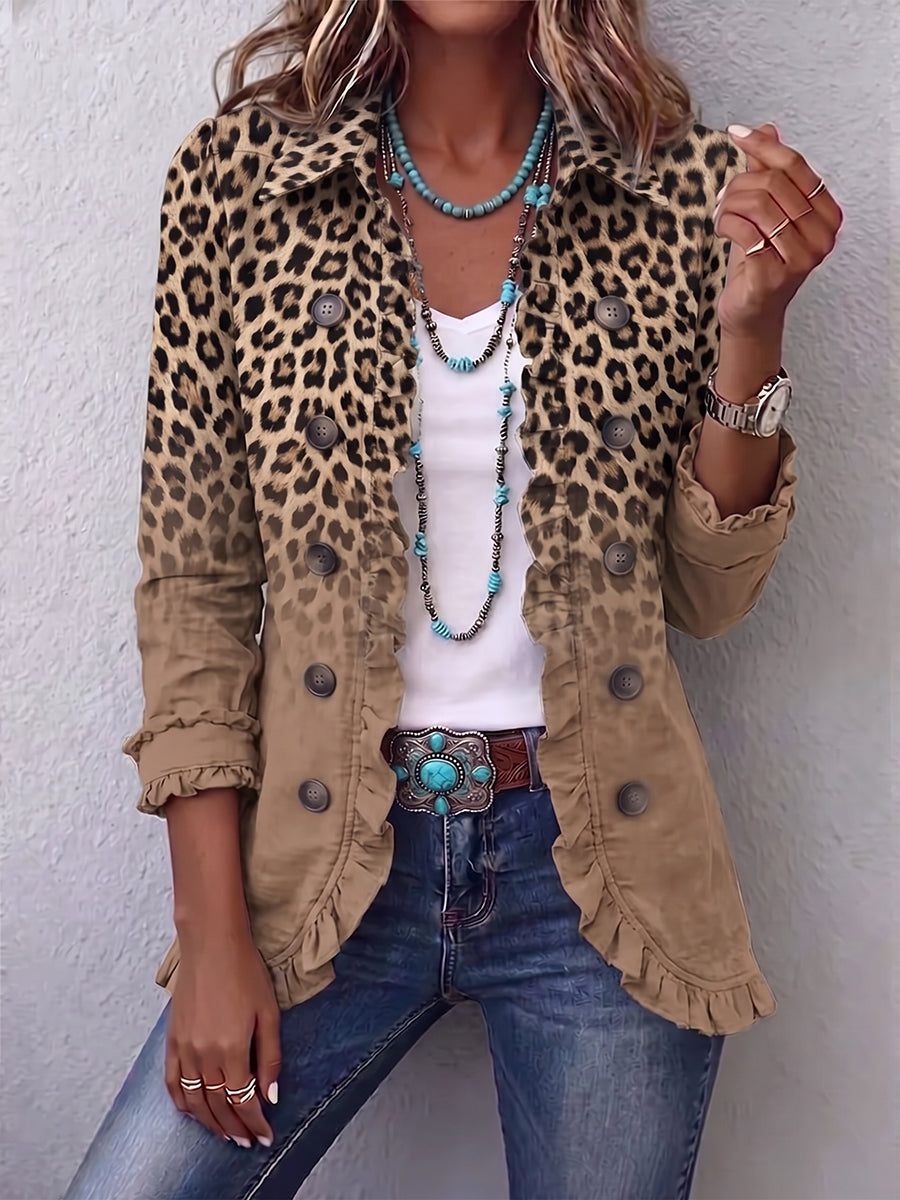 Greta | Leopard Ruffle-Hem Jacket