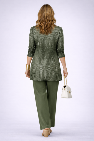 Hannelore | Sage Ornate-Print Three-Piece Set