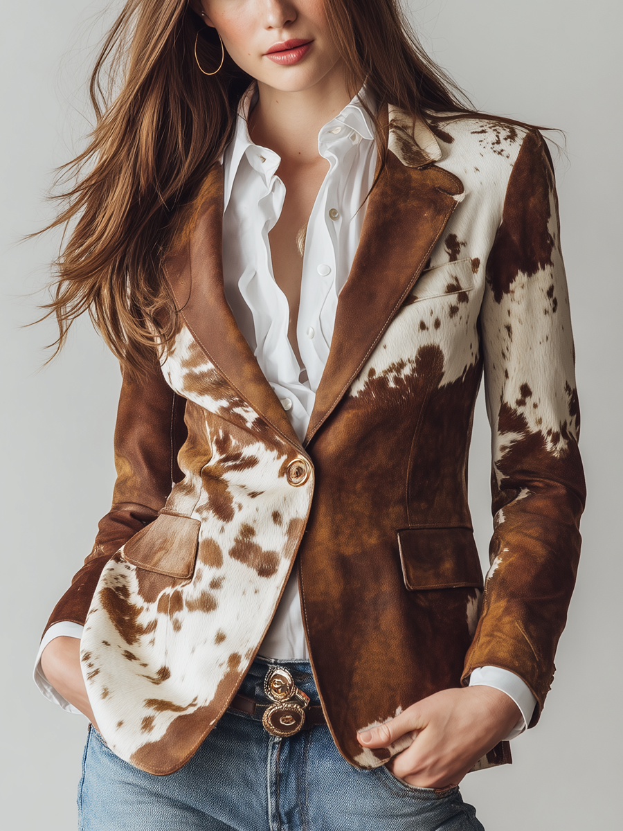 Harriet | Vintage Cow-Print Blazer